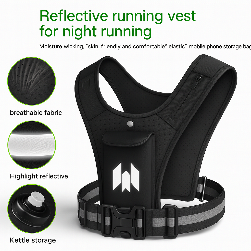 WEST BIKING Adjustable Reflective Weighted Vest – Night Running, Cardio & Strength Training Gear