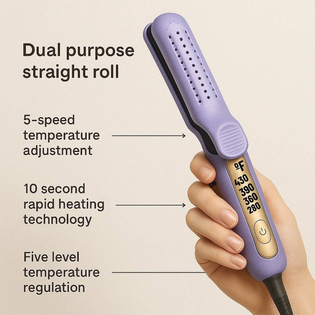 Air Straightener 360°Titanium Flat Iron Adjustable Temperature Cooling Air Vents Hair Straightener Curler