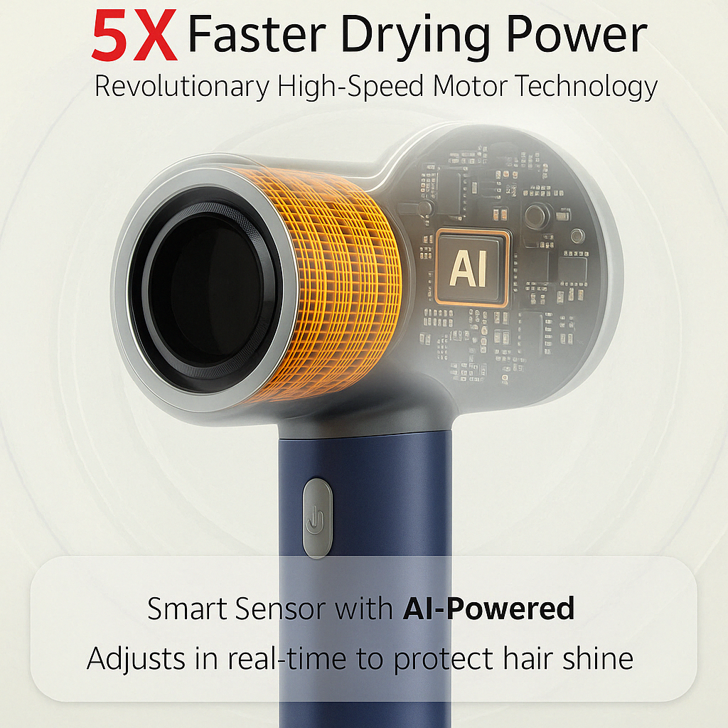 Five-in-one  Hair Dryer Air Comb  Negative Ion Hair Care Curling Iron Curling