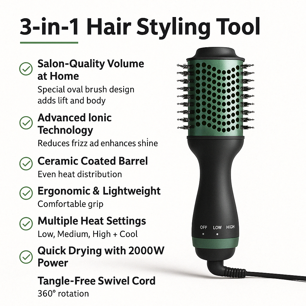 Four-in-one  Hair Dryer Brush  Multifunctional r Negative Ion Curling Iron