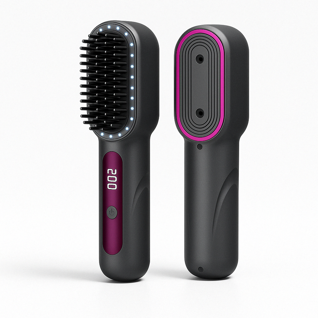Wireless Ionic Hair Straightener Brush – Fast Heating, Anti-Frizz Styling Comb for All Hair Types