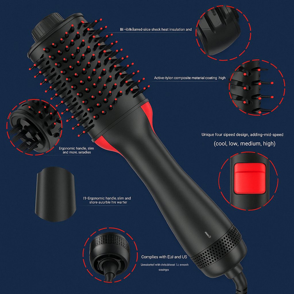 Mini 5-In-1 Salon One-Step Hair Dryer & Styler  Negative Ion Blow Dry