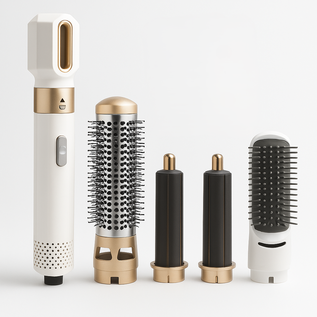 6-in-1 Airwrap Multi-Styler Tool | Curl, Straighten, Volumize & Dry | white and gold Hair Dryer Brush Set for Women