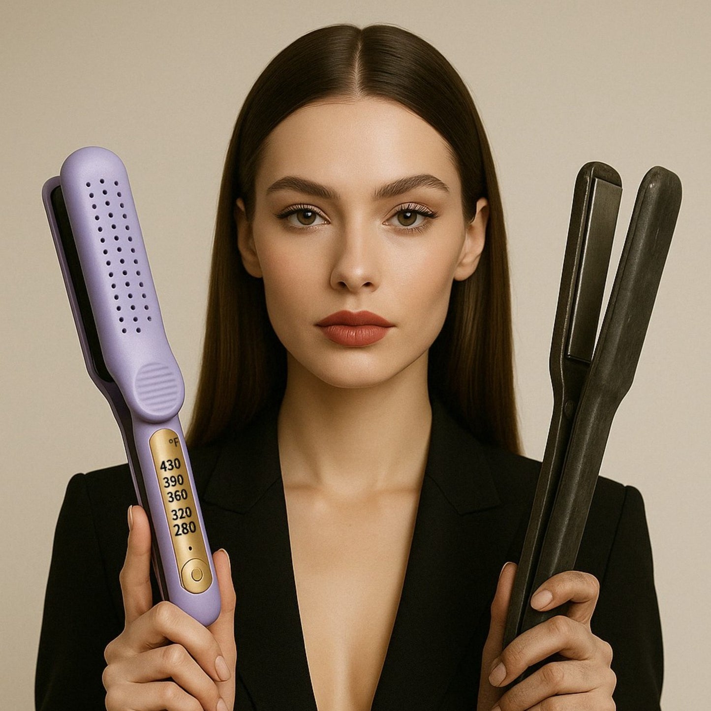 Air Straightener 360°Titanium Flat Iron Adjustable Temperature Cooling Air Vents Hair Straightener Curler