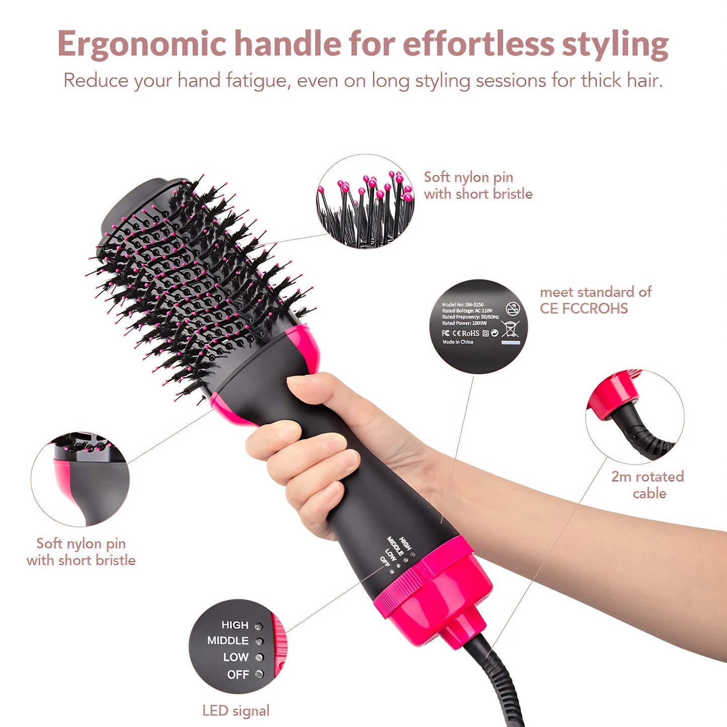 Multifunctional Hair Styler Brush – Smooth, Curl & Volumize with Ease
