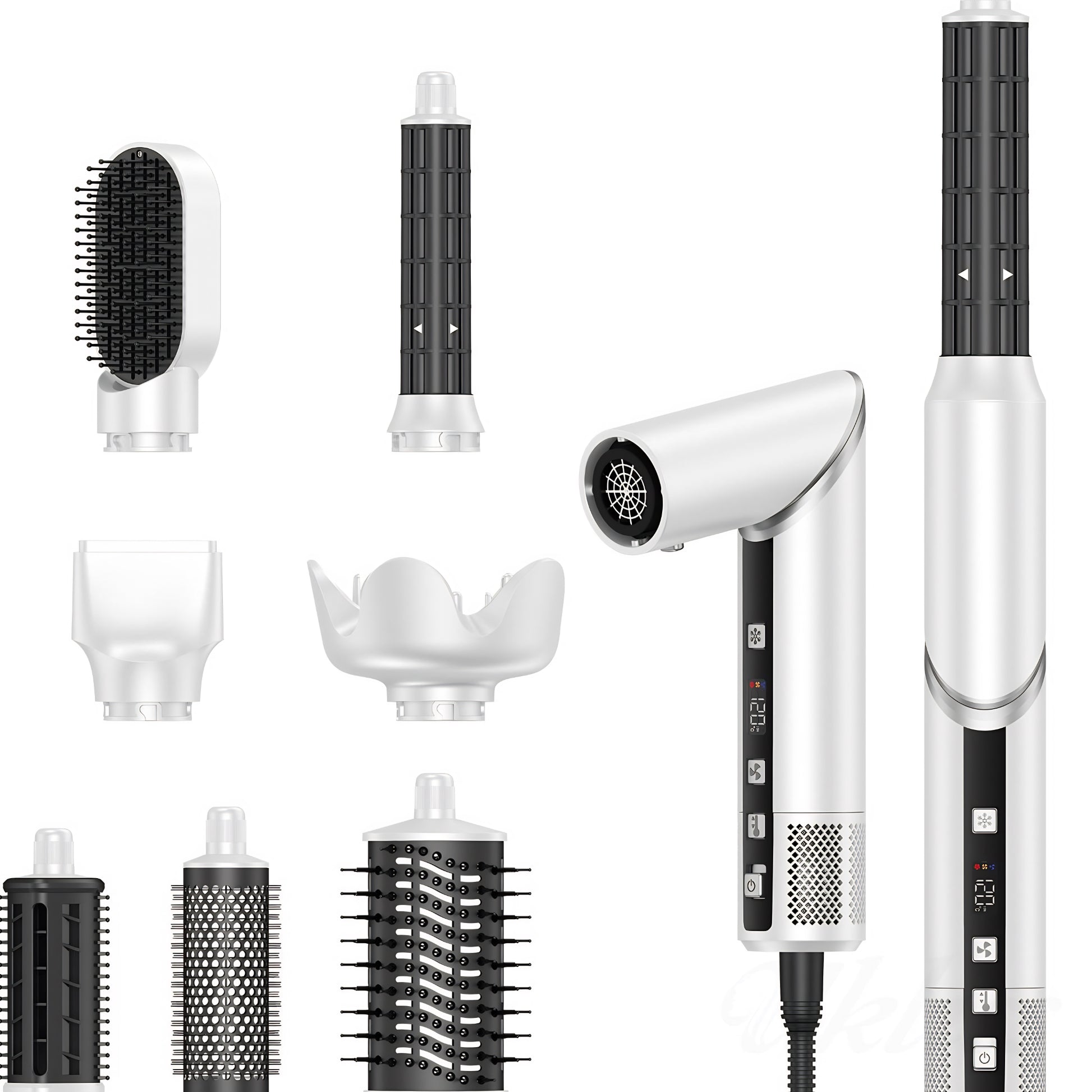 9-in-1 Hair Dryer & Styler Set | Automatic Curling, Blow Drying, Straightening, Volumizing Tool with LED Display
