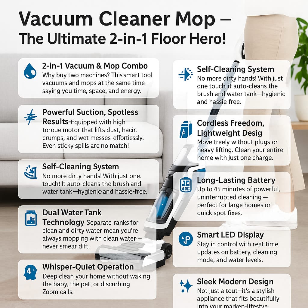 Vacuum Cleaner Mop Household Wireless Sweeping and Mopping Automatic Cleaning Mops