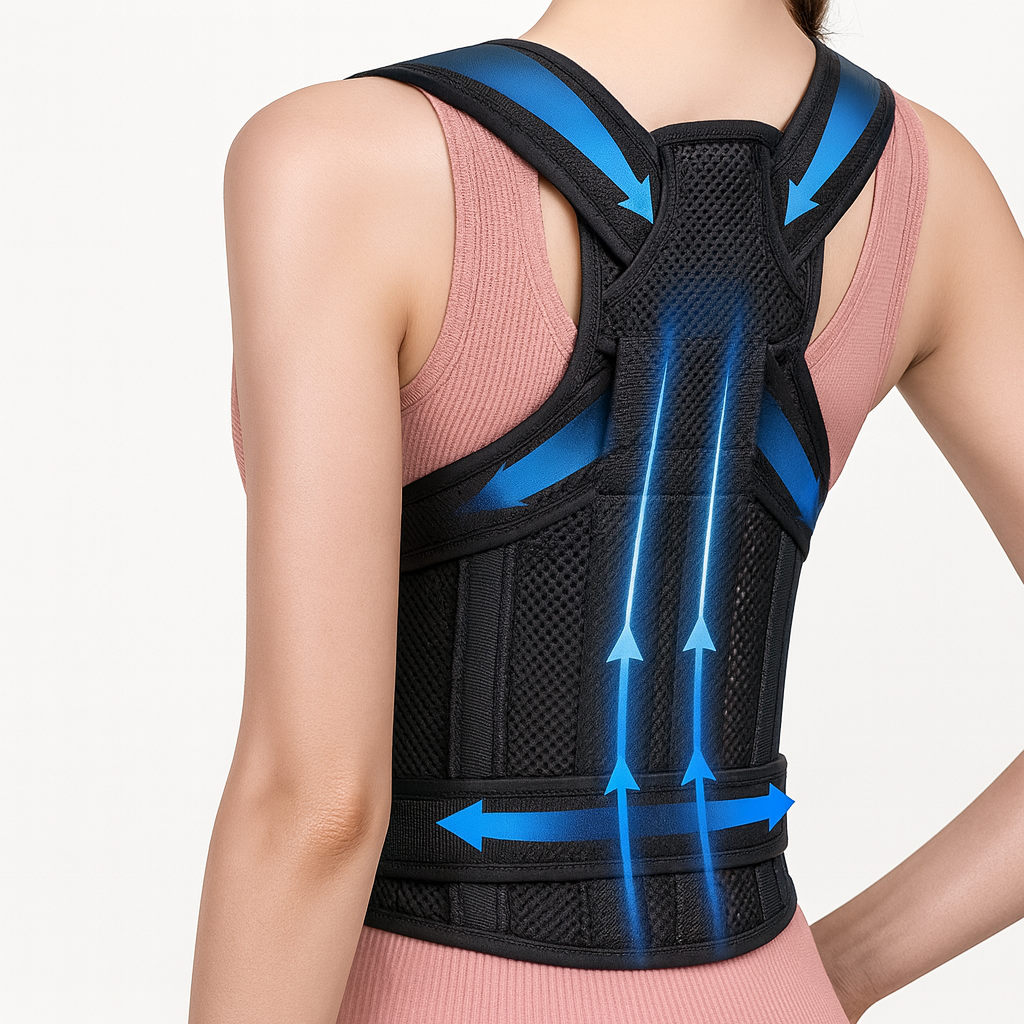 Fit Breatheable Adjustable Back Posture Corrector Brace – Full Back Support for Spine Alignment, Scoliosis & Hunchback Relief