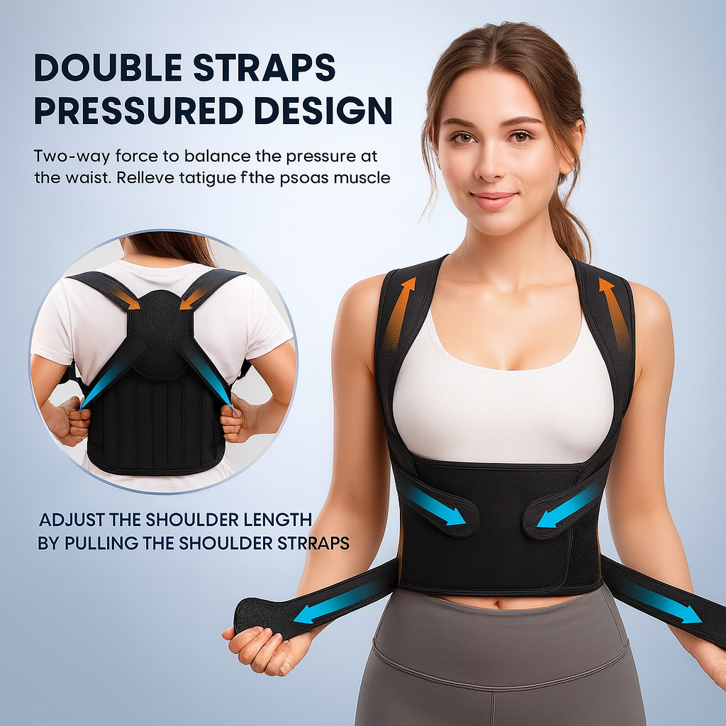 Fit Breatheable Adjustable Back Posture Corrector Brace – Full Back Support for Spine Alignment, Scoliosis & Hunchback Relief