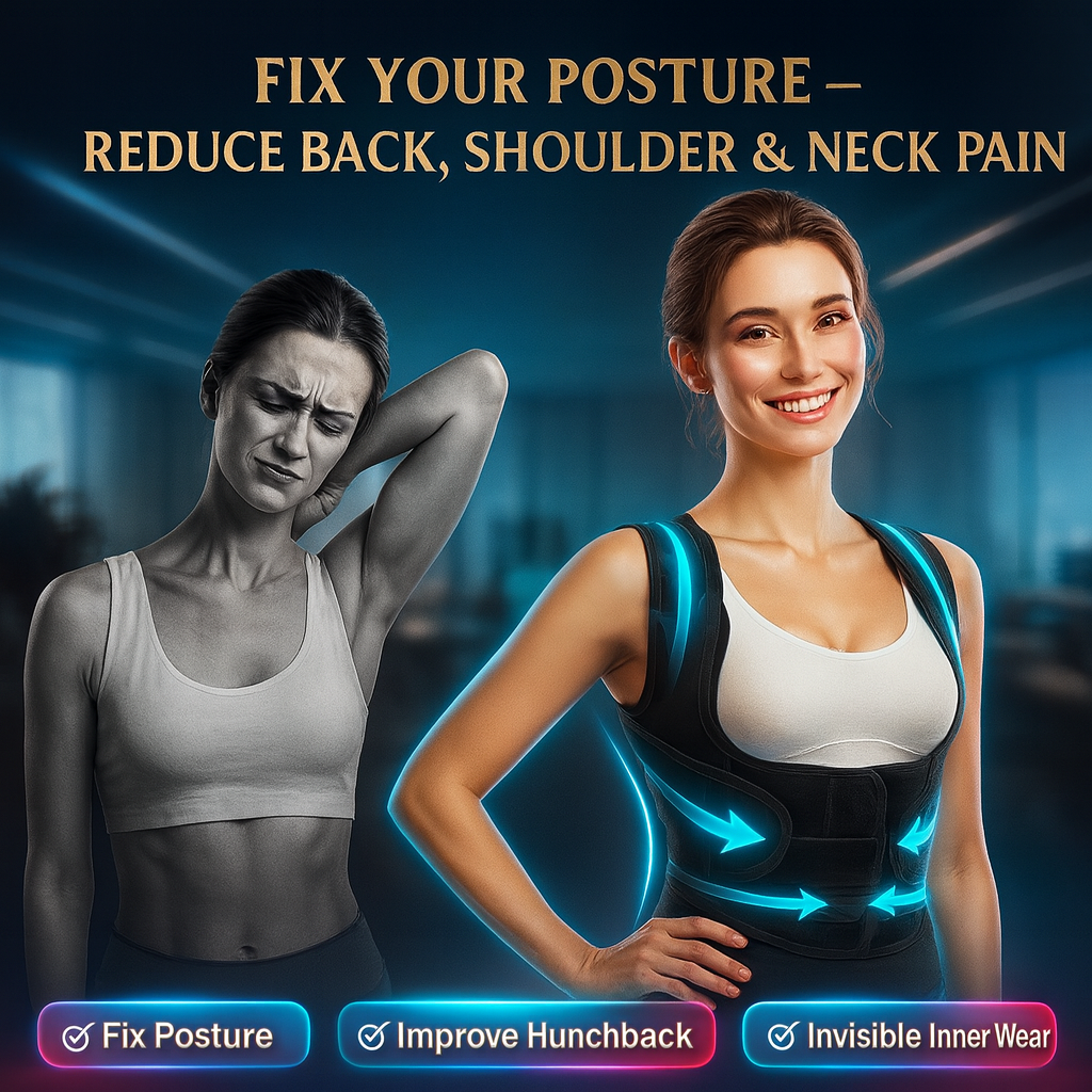 Fit Breatheable Adjustable Back Posture Corrector Brace – Full Back Support for Spine Alignment, Scoliosis & Hunchback Relief