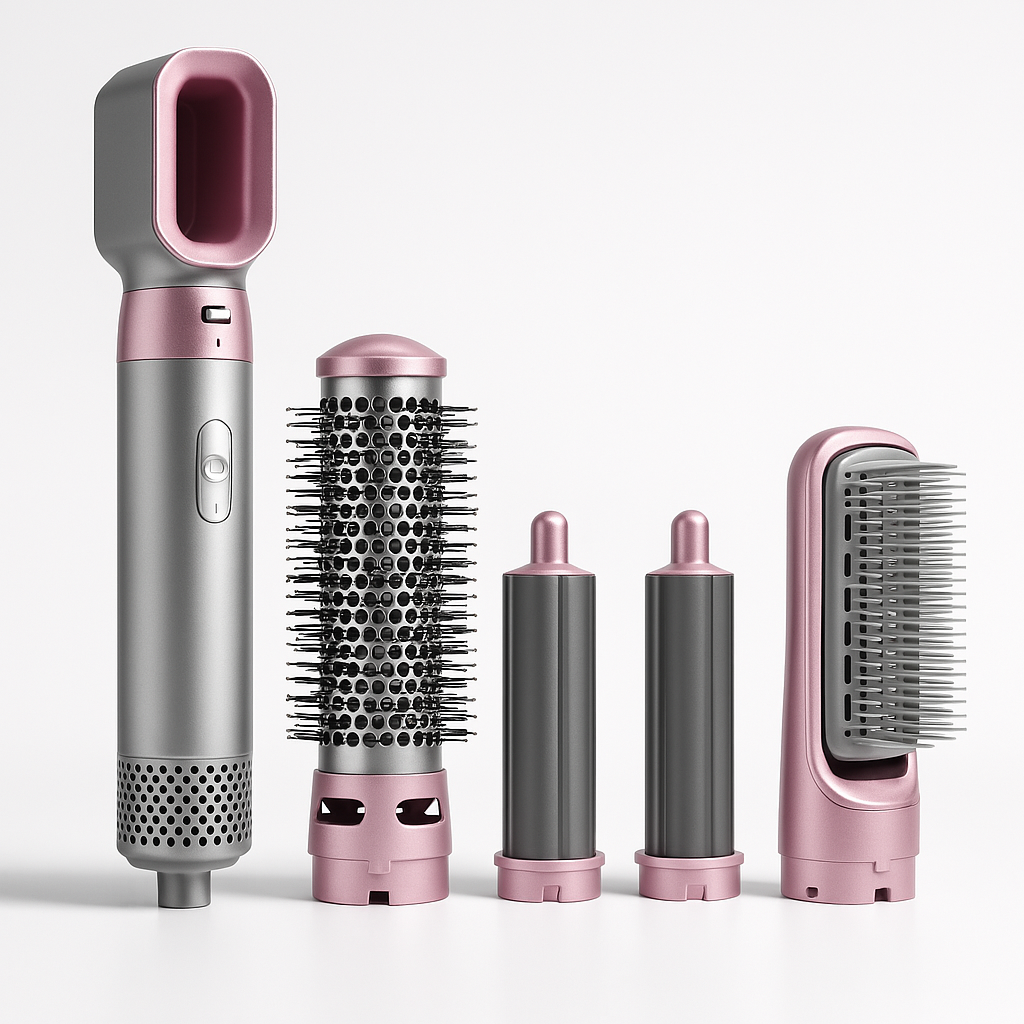 6-in-1 Airwrap Multi-Styler Tool | Curl, Straighten, Volumize & Dry | Pink Hair Dryer Brush Set for Women