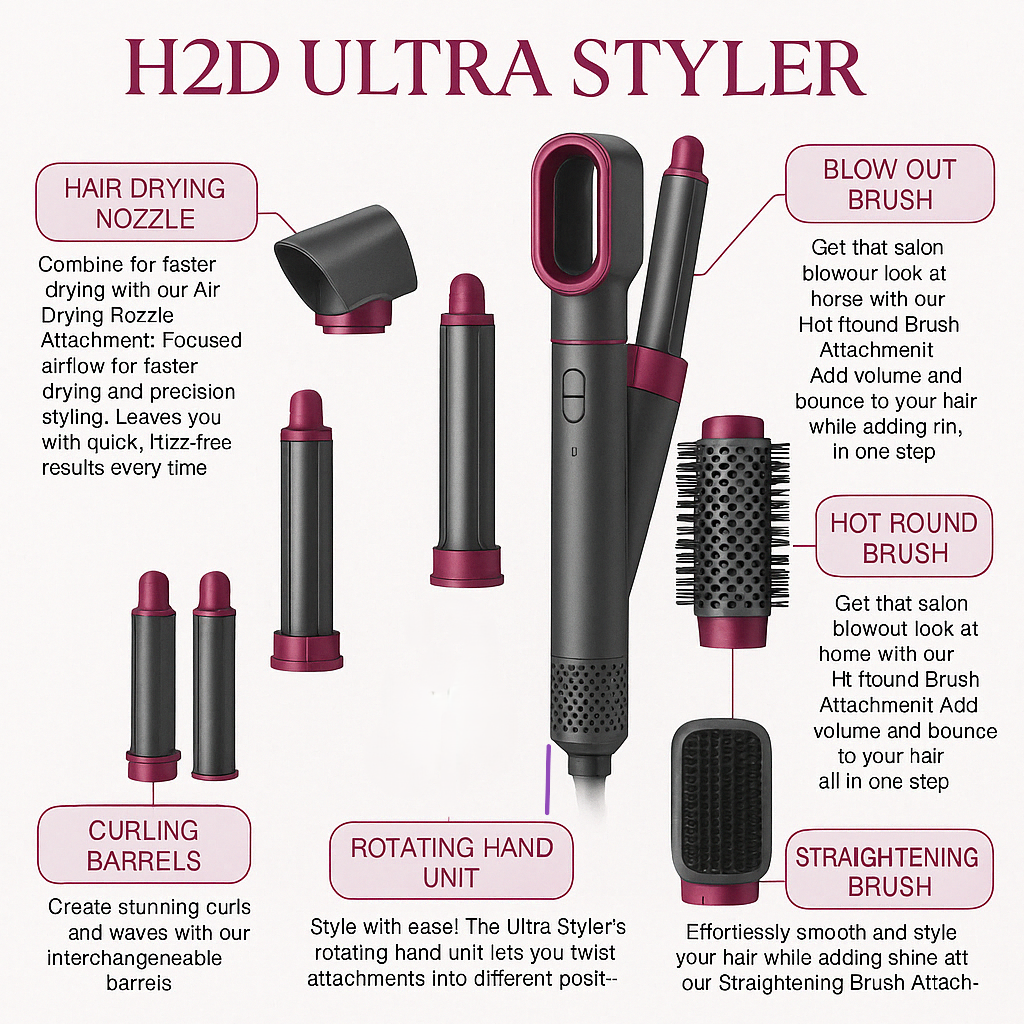 Hair Magic Styler,"Ionic Air Styler & Dryer Brush – One Tool for Salon-Style Results at Home."