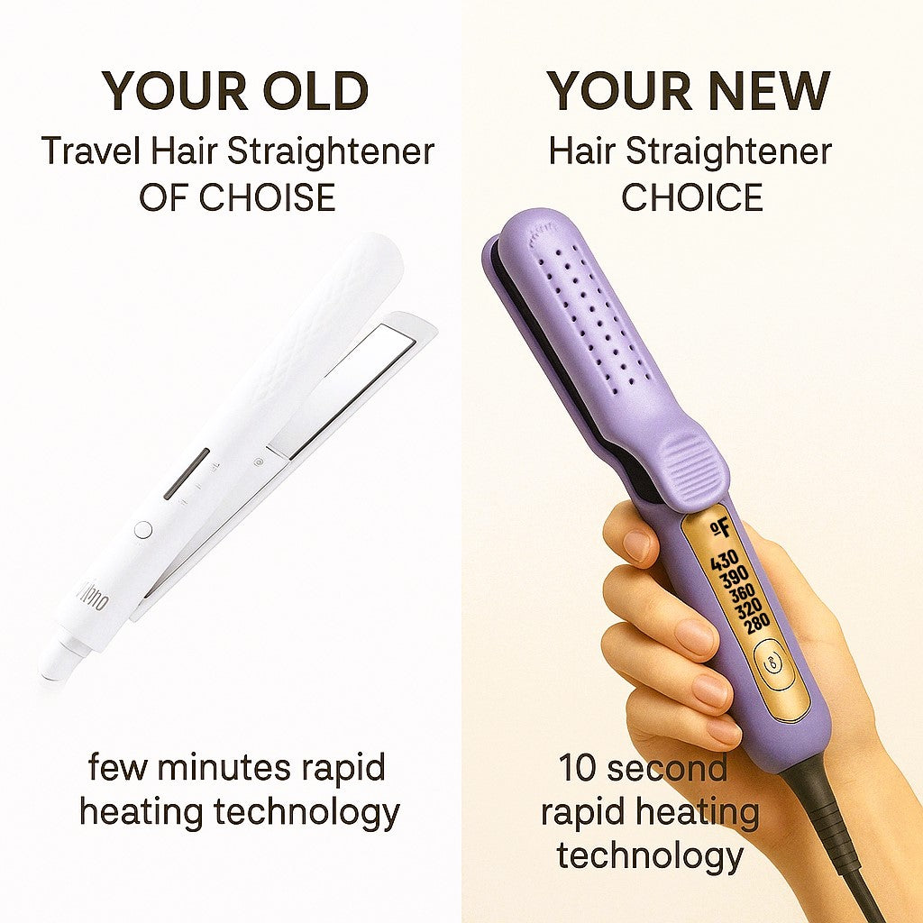 Air Straightener 360°Titanium Flat Iron Adjustable Temperature Cooling Air Vents Hair Straightener Curler