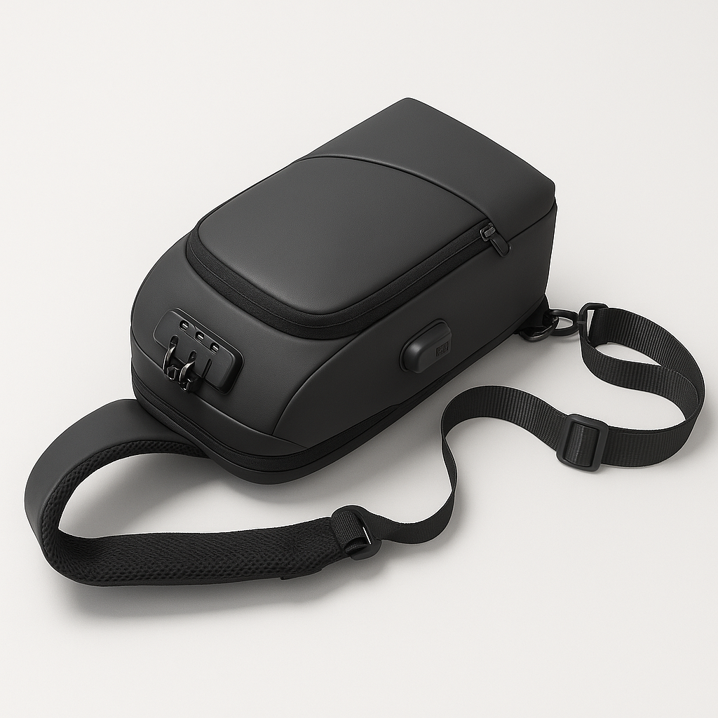 Anti-Theft Cross-Body Charging Bag – RFID-Blocking Travel Sling, Slash-Resistant Messenger Bag Unisex