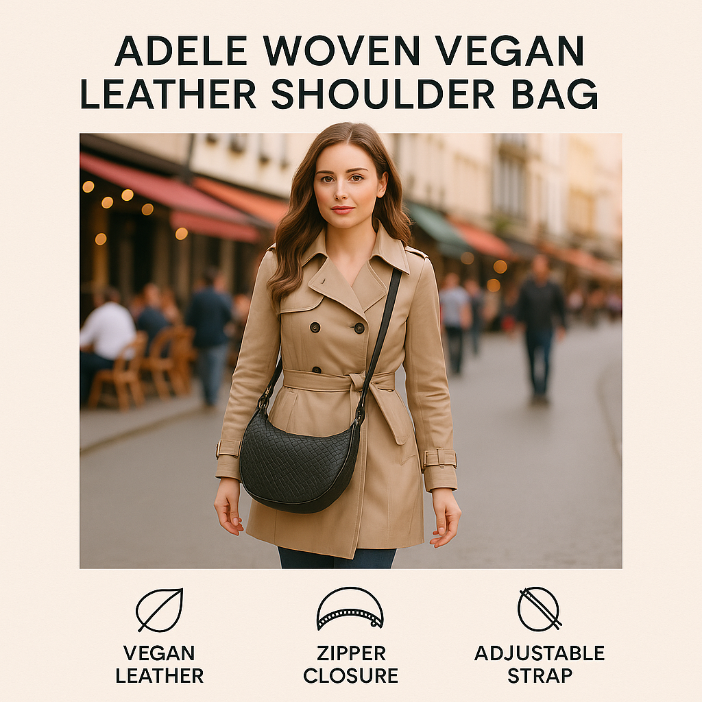 Adele Woven Vegan Leather Shoulder Bag