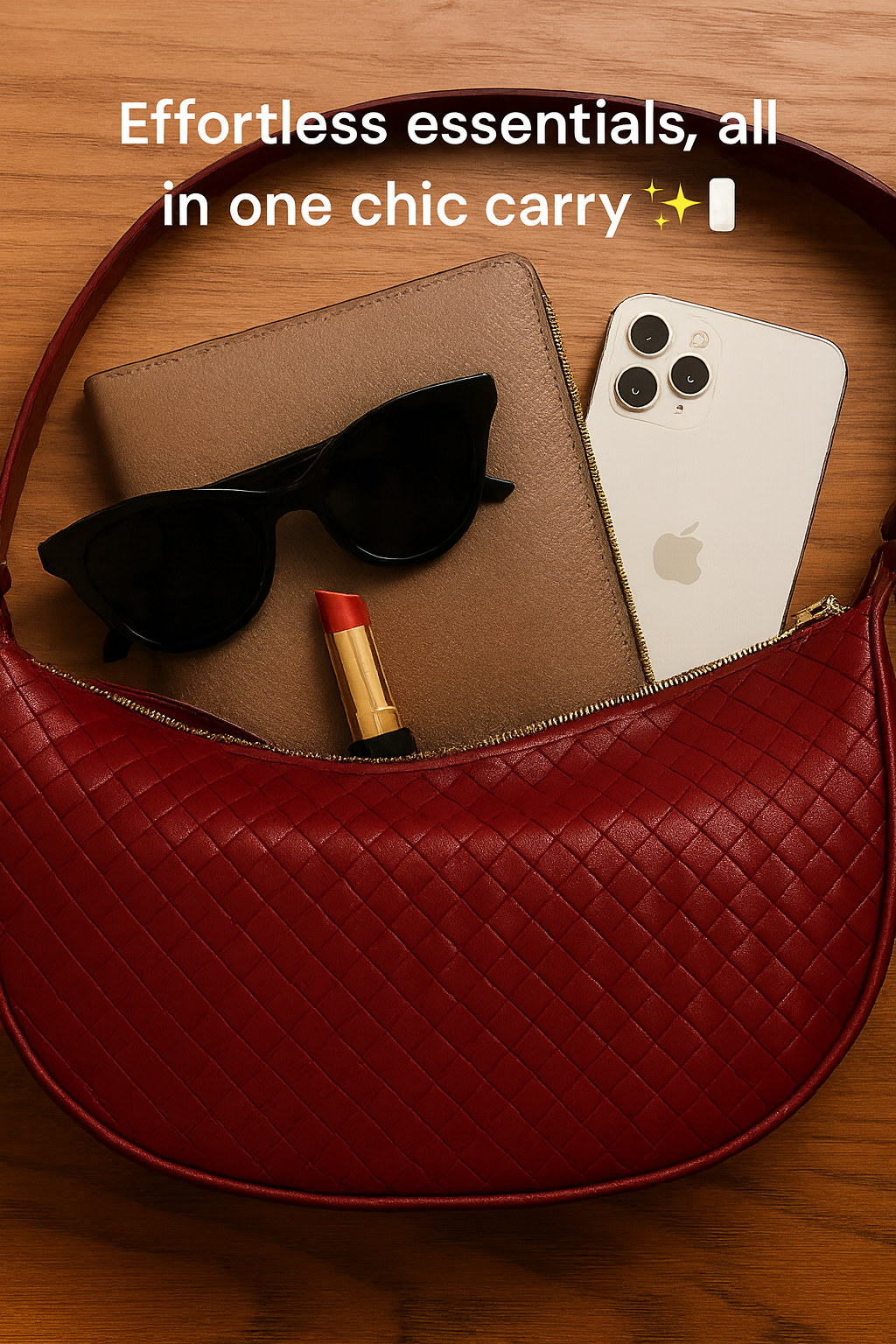 Adele Woven Vegan Leather Shoulder Bag